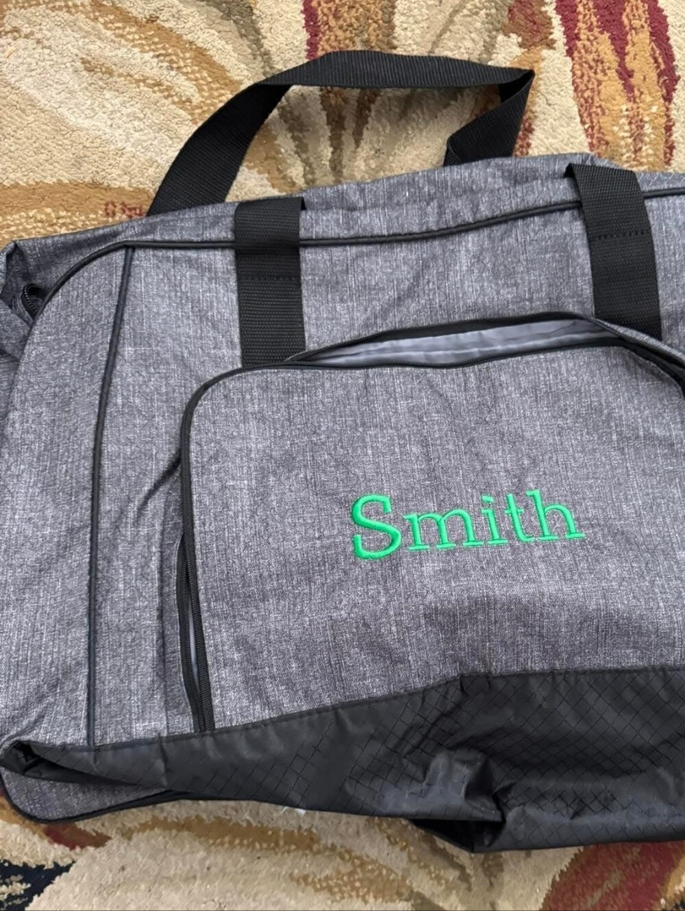 Thirty-One All Packed Duffle Bag in Gray with 'SMITH' Embroidered In Green New